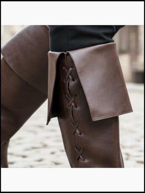 Medieval Pirate Boots Lace Up Gothic Viking Costume Shoes Footwear